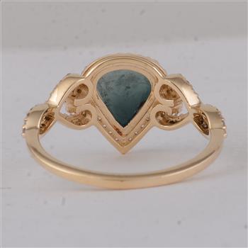 9K Gold 1.84 Ct Pear Tourmaline Ring 7 US Ring Size