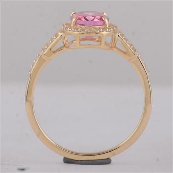 9K Gold 1.86 Ct Oval Pink Topaz Ring 7 US Ring Size