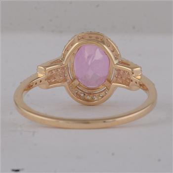 9K Gold 1.86 Ct Oval Pink Topaz Ring  7 US Ring Size