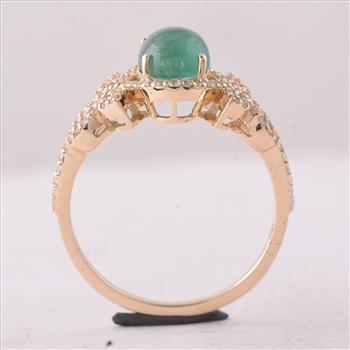 9K Gold 1.90 Ct Oval Emerald Ring 7 US Ring Size
