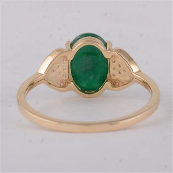 9K Gold 1.91 Ct Oval Emerald Ring  7 US Ring Size