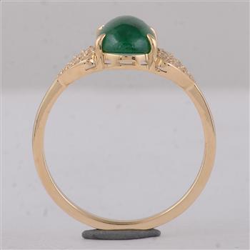 9K Gold 1.91 Ct Oval Emerald Ring  7 US Ring Size