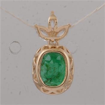 9K Gold 1.95 Ct Oval Emerald Pendant