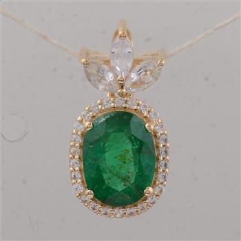 9K Gold 1.95 Ct Oval Emerald Pendant