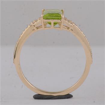 9K Gold 1.96 Ct Baguette Peridot Ring  7 US Ring Size