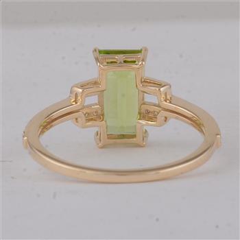 9K Gold 1.96 Ct Baguette Peridot Ring  7 US Ring Size