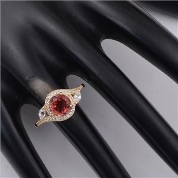 9K Gold 1.96 Ct Round Tourmaline Ring 7 US Ring Size