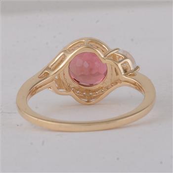 9K Gold 1.96 Ct Round Tourmaline Ring 7 US Ring Size