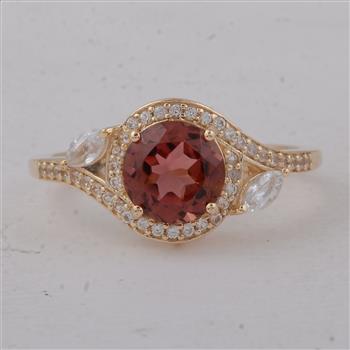 9K Gold 1.96 Ct Round Tourmaline Ring 7 US Ring Size