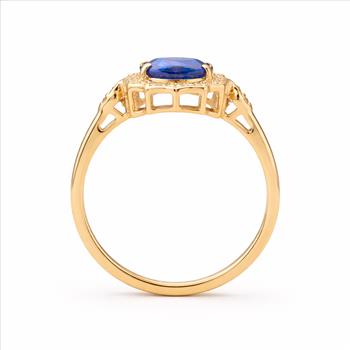 9K Gold 1.98 Ct Oval Sapphire Ring 7 US Ring Size