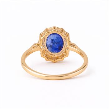 9K Gold 1.98 Ct Oval Sapphire Ring 7 US Ring Size