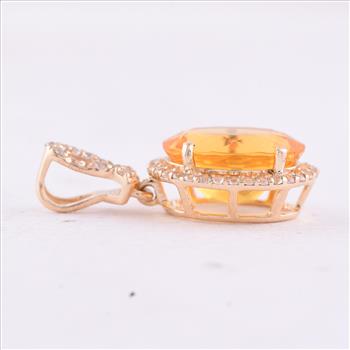 9K Gold 2.03 Ct Oval Br.Fire Opal Pendant