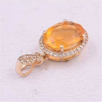 9K Gold 2.03 Ct Oval Br.Fire Opal Pendant