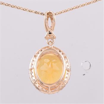 9K Gold 2.03 Ct Oval Br.Fire Opal Pendant