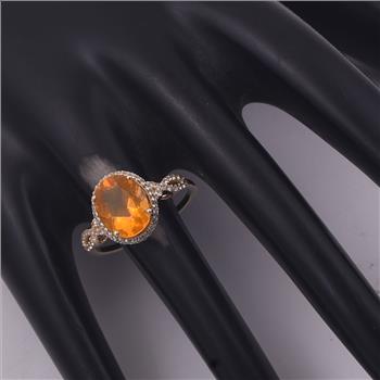 9K Gold 2.09 Ct Oval Br.Fire Opal Ring 7 US Ring Size