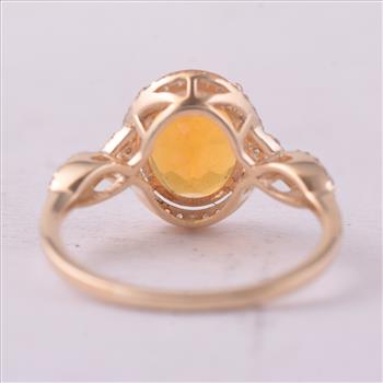 9K Gold 2.09 Ct Oval Br.Fire Opal Ring 7 US Ring Size