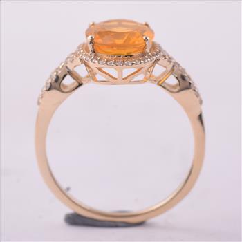 9K Gold 2.09 Ct Oval Br.Fire Opal Ring 7 US Ring Size