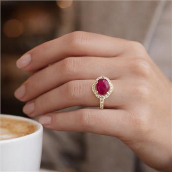 9K Gold 2.09 Ct Oval Ruby Ring 7 US Ring Size