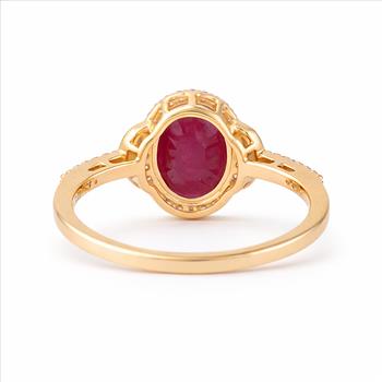 9K Gold 2.09 Ct Oval Ruby Ring 7 US Ring Size