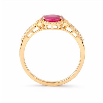 9K Gold 2.09 Ct Oval Ruby Ring 7 US Ring Size