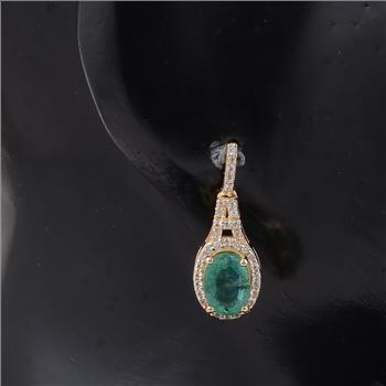 9K Gold 2.10 Ct Oval Emerald Earrings