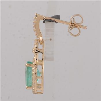9K Gold 2.10 Ct Oval Emerald Earrings