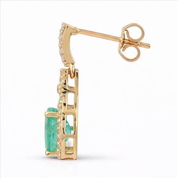 9K Gold 2.10 Ct Oval Emerald Earrings