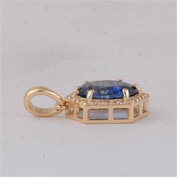 9K Gold 2.10 Ct Oval Sapphire Pendant