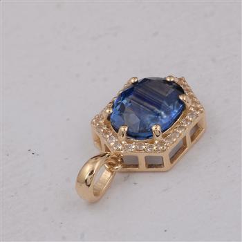 9K Gold 2.10 Ct Oval Sapphire Pendant