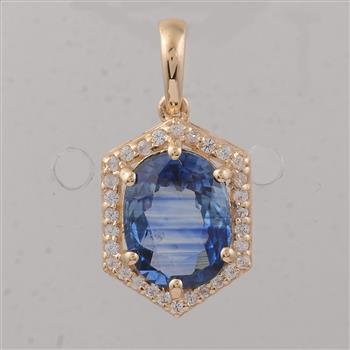 9K Gold 2.10 Ct Oval Sapphire Pendant