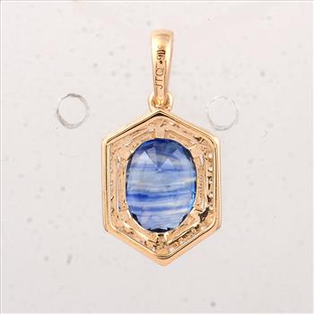 9K Gold 2.10 Ct Oval Sapphire Pendant