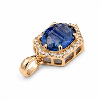 9K Gold 2.10 Ct Oval Sapphire Pendant