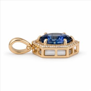 9K Gold 2.10 Ct Oval Sapphire Pendant