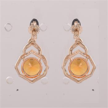 9K Gold 2.10 Ct Round Br.Opal Earrings
