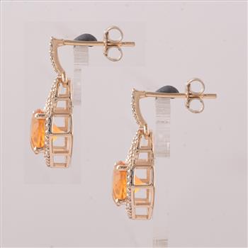9K Gold 2.10 Ct Round Br.Opal Earrings