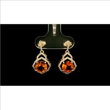 9K Gold 2.10 Ct Round Br.Opal Earrings