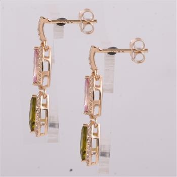 9K Gold 2.12 Ct Marquise Tourmaline Earrings