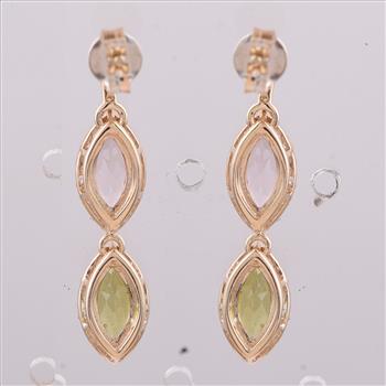 9K Gold 2.12 Ct Marquise Tourmaline Earrings