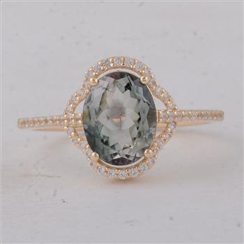 9K Gold 2.12 Ct Oval Multi Tourmaline Ring 7 US Ring Size