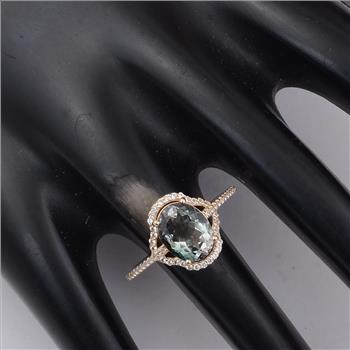 9K Gold 2.12 Ct Oval Multi Tourmaline Ring 7 US Ring Size