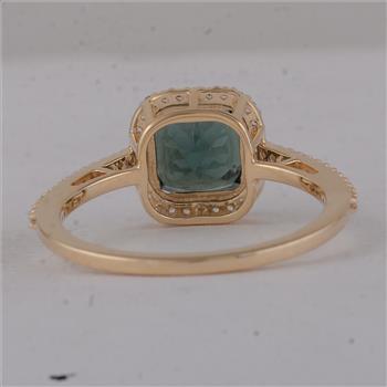 9K Gold 2.14 Ct Cushion Tourmaline Ring 7 US Ring Size