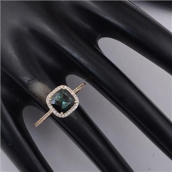 9K Gold 2.14 Ct Cushion Tourmaline Ring 7 US Ring Size