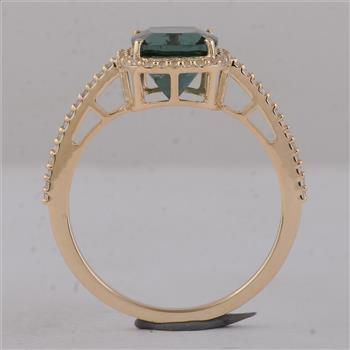 9K Gold 2.14 Ct Cushion Tourmaline Ring 7 US Ring Size