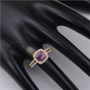 9K Gold 2.15 Ct Cushion Fancy Sapphire Ring 7 US Ring Size