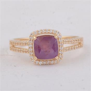 9K Gold 2.15 Ct Cushion Fancy Sapphire Ring 7 US Ring Size