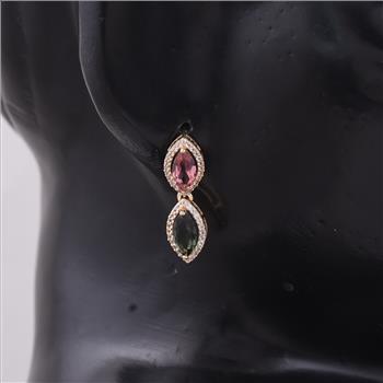 9K Gold 2.22 Ct Marquise Tourmaline Earrings