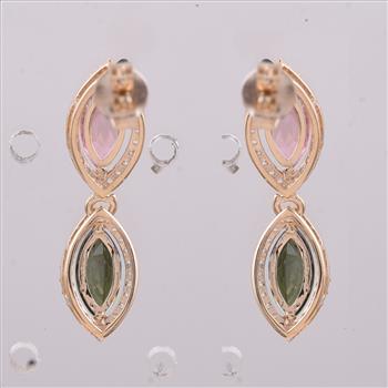 9K Gold 2.22 Ct Marquise Tourmaline Earrings