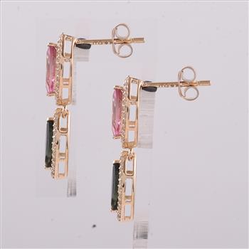 9K Gold 2.22 Ct Marquise Tourmaline Earrings