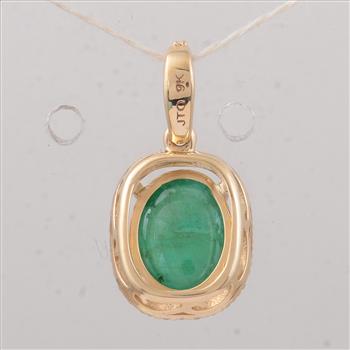 9K Gold 2.23 Ct Oval Emerald Pendant