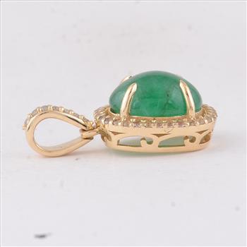 9K Gold 2.23 Ct Oval Emerald Pendant